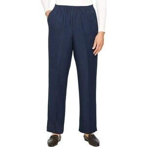 Alfred Dunner Classics Straight Mid-Rise Pull-On Pant - Navy - Size 16P Short